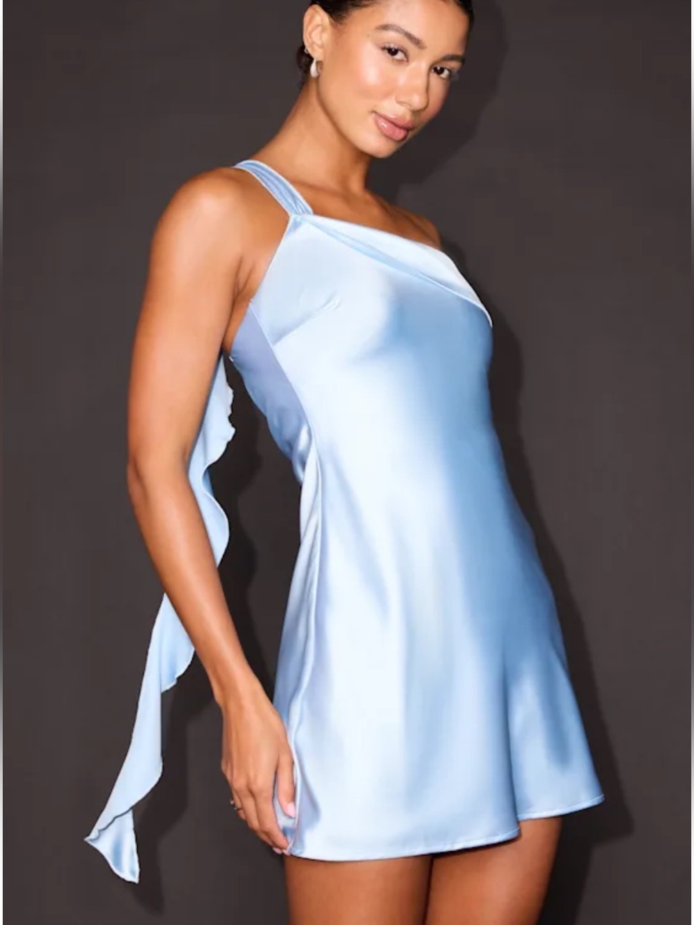 ✨NWT✨ Lulus Nikki Loght Blue Satin Ruffled Sash Mini Dress
